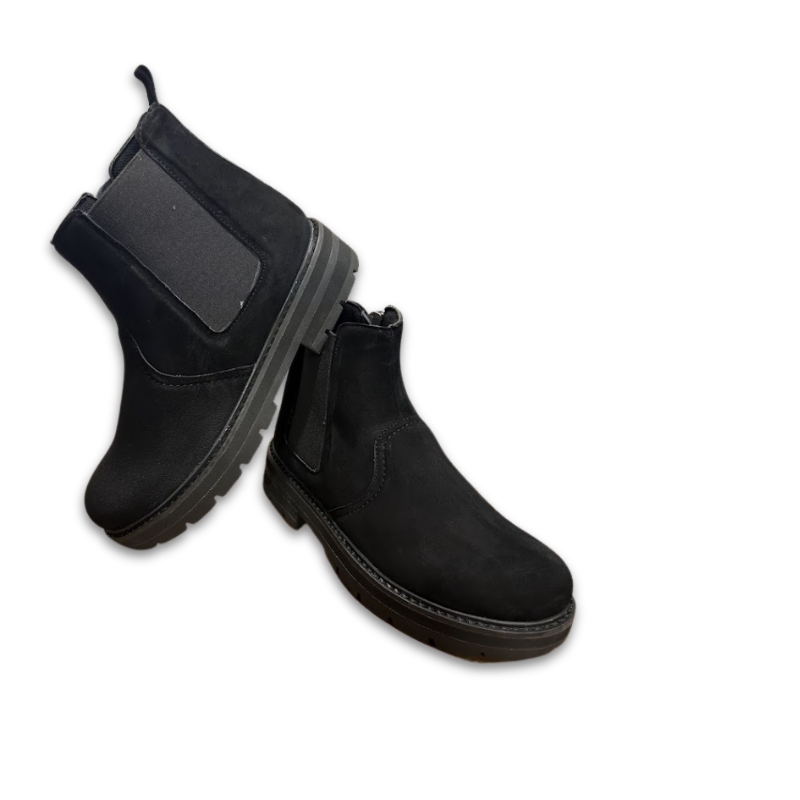 Kid’s Black Suede Leather Chelsea Ankle Boots with Side Zipper - Image 3