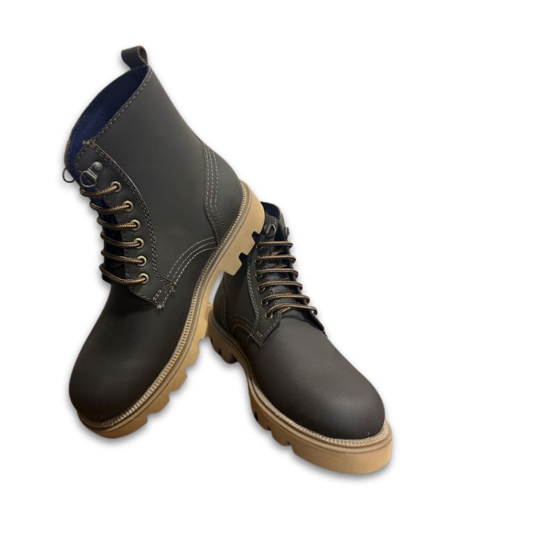 Men’s Brown Elephant colour Rugged Lace-Up Boots - Image 3