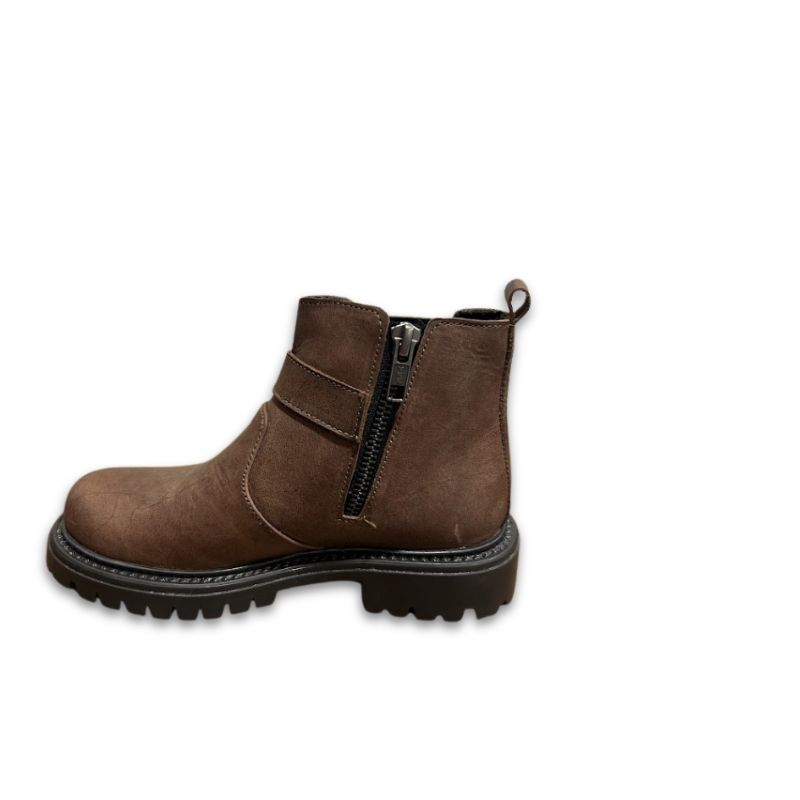 Kid’s Rugged Brown Leather Ankle Chelsea Boots with Buckle Strap - Image 4