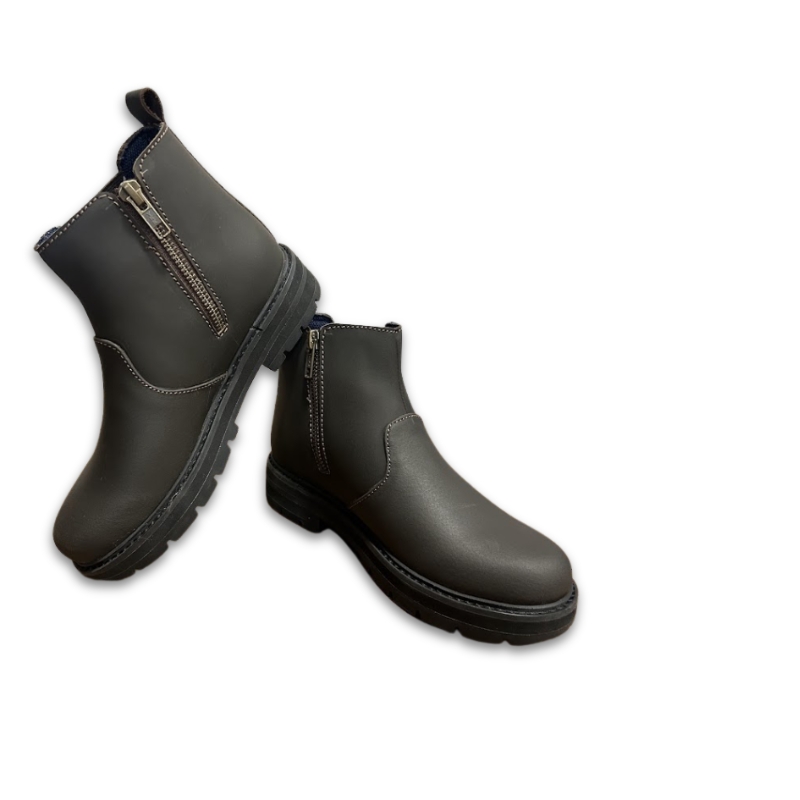 Kid’s Rugged Elephant Brown Leather Ankle Chelsea Boots - Image 3