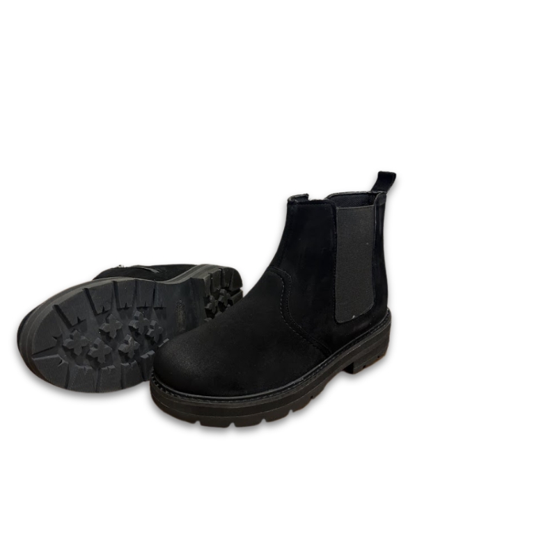 Kid’s Black Suede Leather Chelsea Ankle Boots with Side Zipper - Image 4