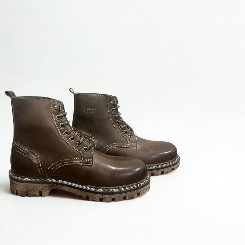 Men’s Brown Leather High-Ankle Boots - Image 3