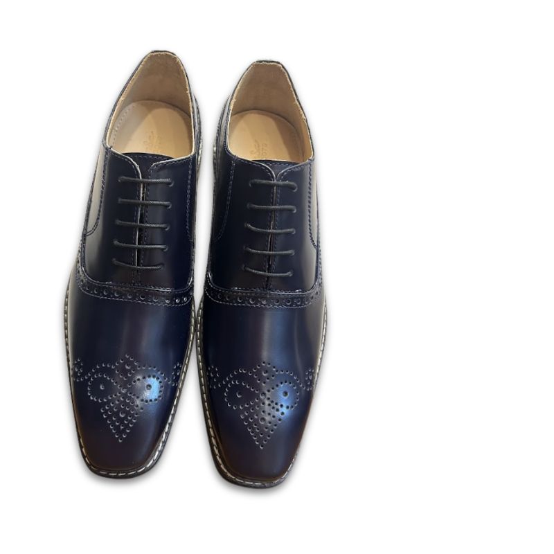 Men’s Premium Navy Blue Brogue Oxford Shoes - Image 4