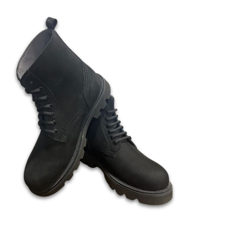 Men’s Black Rugged Nubuck Lace-Up Boots - Image 4