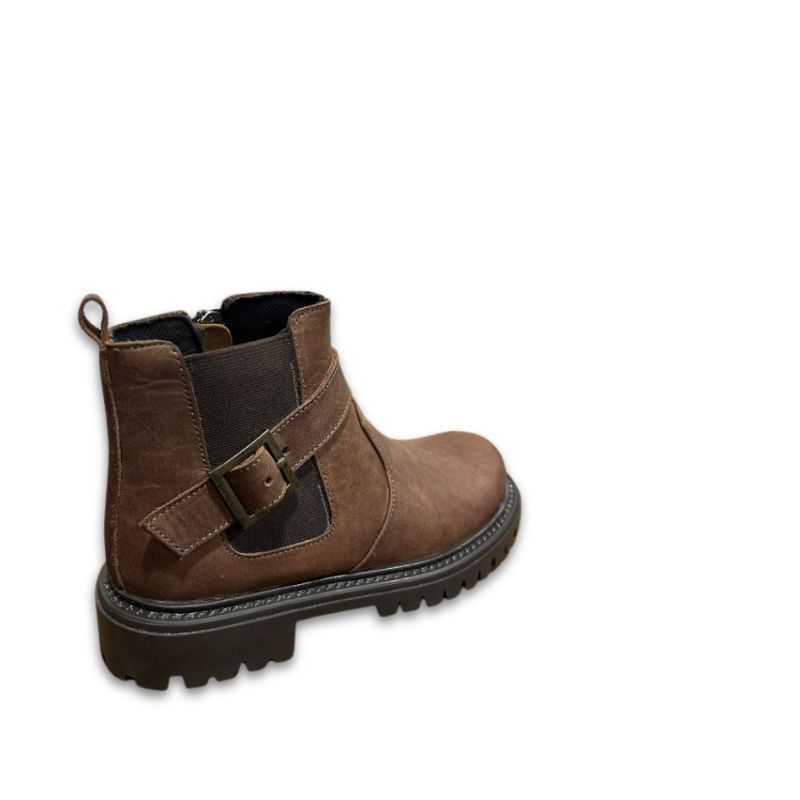Kid’s Rugged Brown Leather Ankle Chelsea Boots with Buckle Strap - Image 5