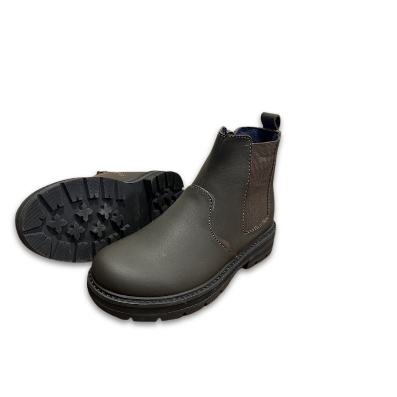 Kid’s Rugged Elephant Brown Leather Ankle Chelsea Boots - Image 4