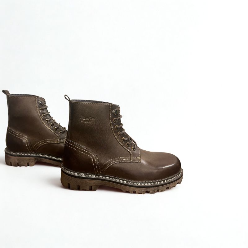 Men’s Brown Leather High-Ankle Boots - Image 4
