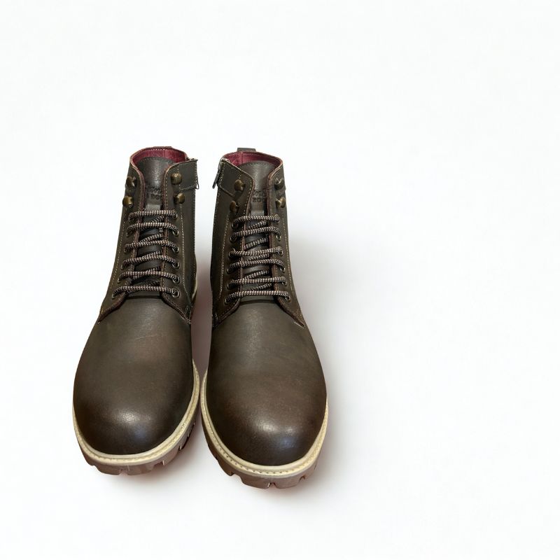 Men’s Dark Brown High-Ankle Boots with Side Zipper - Image 4
