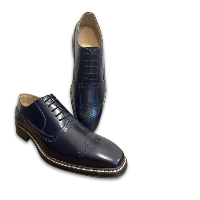 Men’s Premium Navy Blue Brogue Oxford Shoes - Image 5