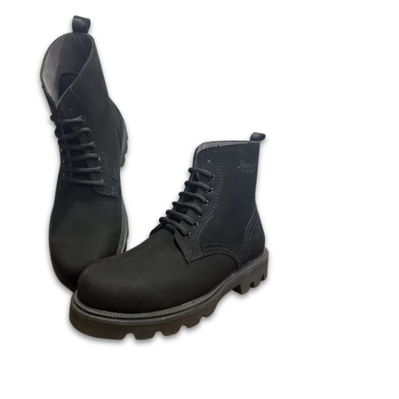 Men’s Black Rugged Nubuck Lace-Up Boots - Image 5