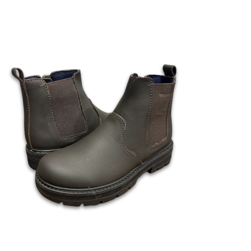 Kid’s Rugged Elephant Brown Leather Ankle Chelsea Boots - Image 5