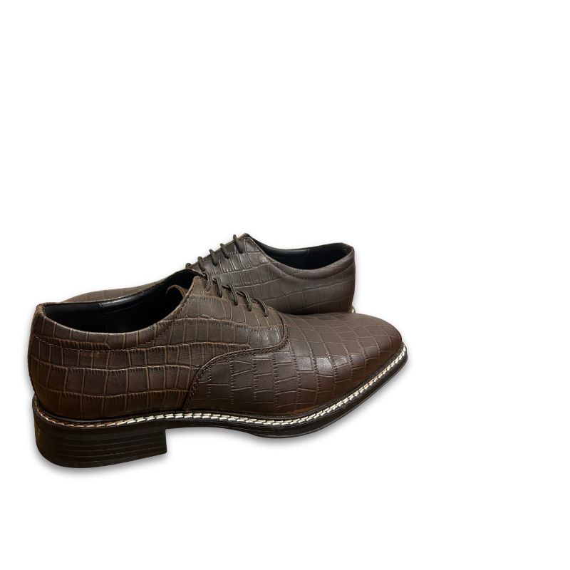Men’s Premium Brown Croco-Textured Oxford Shoes - Image 5